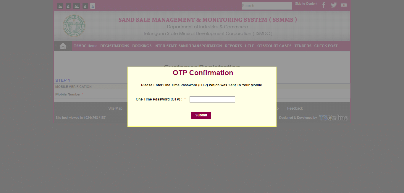 sand booking otp verification